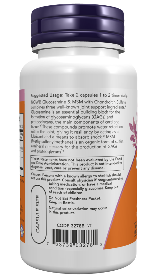 Now 葡萄糖胺和 MSM 素食膠囊 60 粒