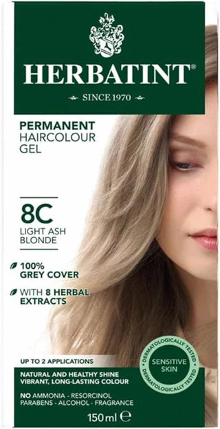 Herbatint Permanent Herbal Haircolour Gel- Light Ash Blonde 8C