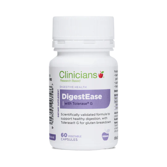 Clinicians DigestEase with Tolerase, 60 caps