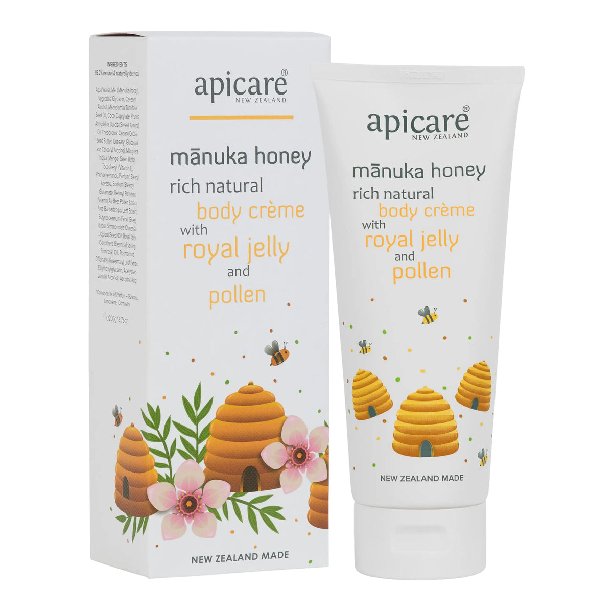 Apicare Manuka Honey Body Creme With Royal Jelly & Pollen 200g