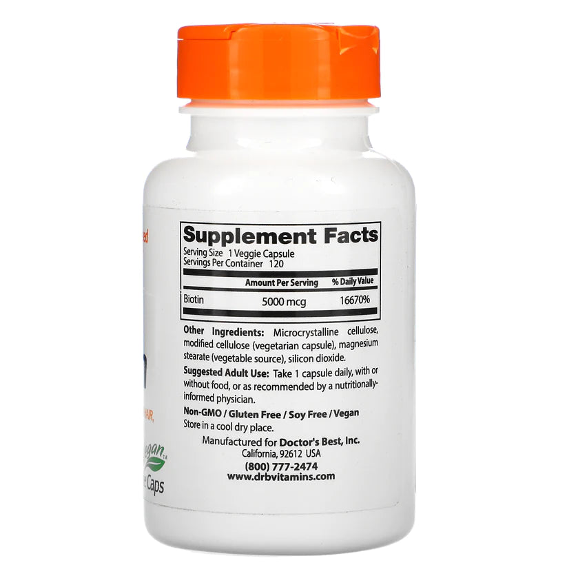 Doctor's Best 生物素 5000 微克 素食膠囊 120 粒