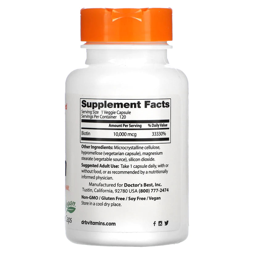 Doctor's Best 生物素 10000 微克 素食膠囊 120 粒