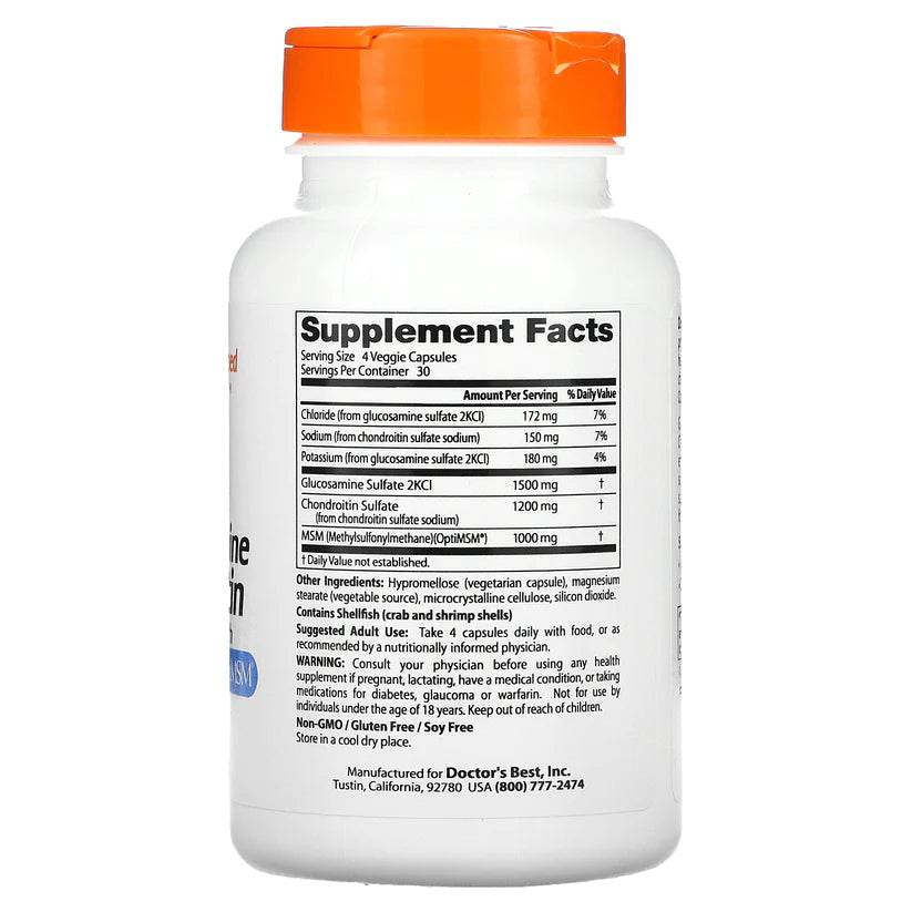 Doctor's Best 葡萄糖胺軟骨素 MSM 膠囊(含 OptiMSM)120粒裝