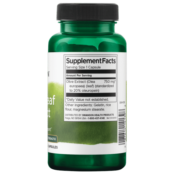 Swanson – 橄欖葉萃取物 – 特強型 750毫克 60C
