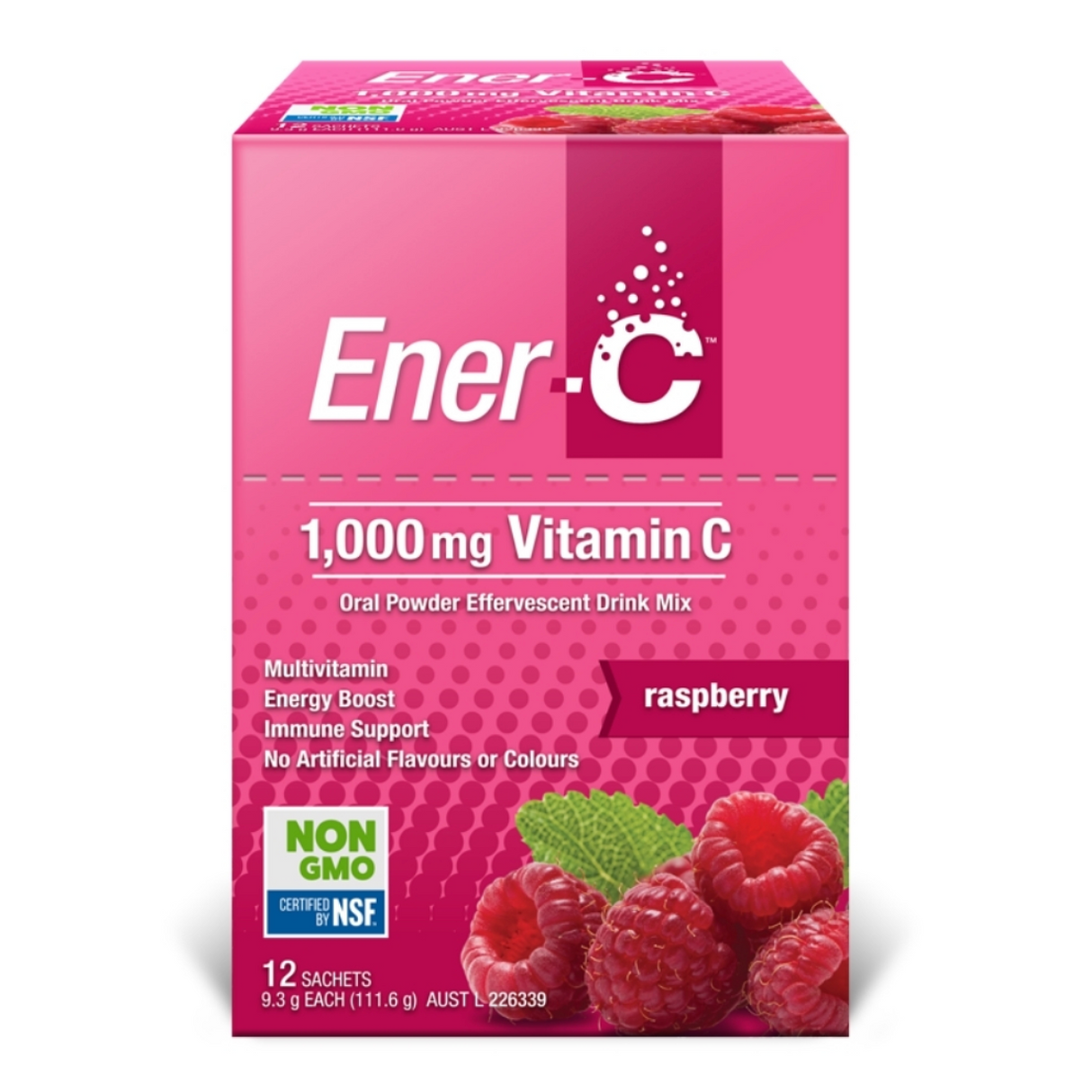 Ener-C 樹莓口味 12 袋裝 – 多種維生素飲料粉