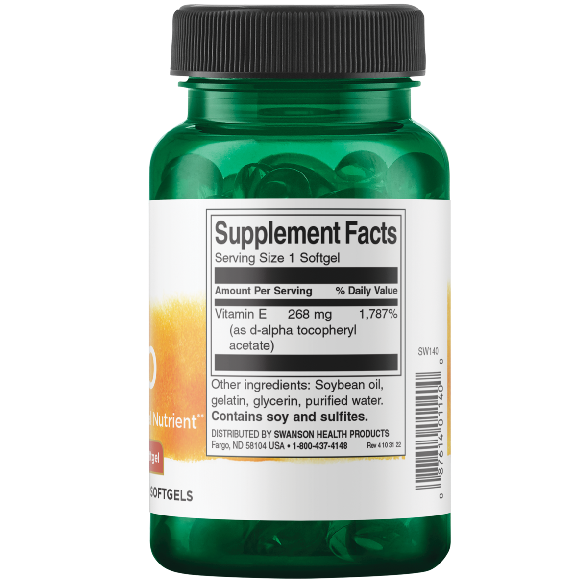 Swanson 天然維生素 E 400國際單位軟膠囊 100粒