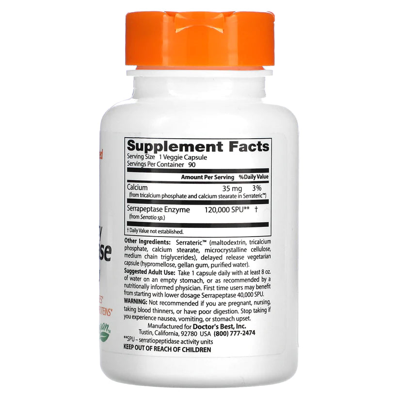 Doctor's Best 高效能絲氨肽酶 120,000 SPU 素食膠囊 90粒