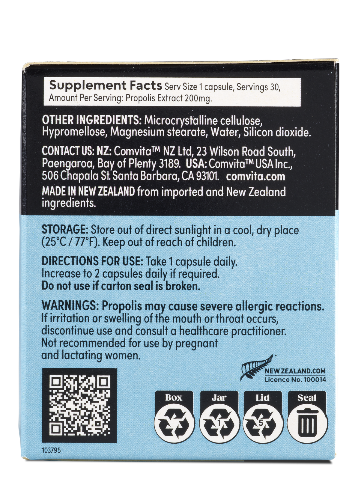 Comvita Immune Bee™ Propolis High Strength 1-A-Day PFL30 Veg Capsules
